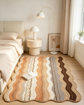 Wavy Scalloped Edge Neutral Striped Braided Jute Blend Rug