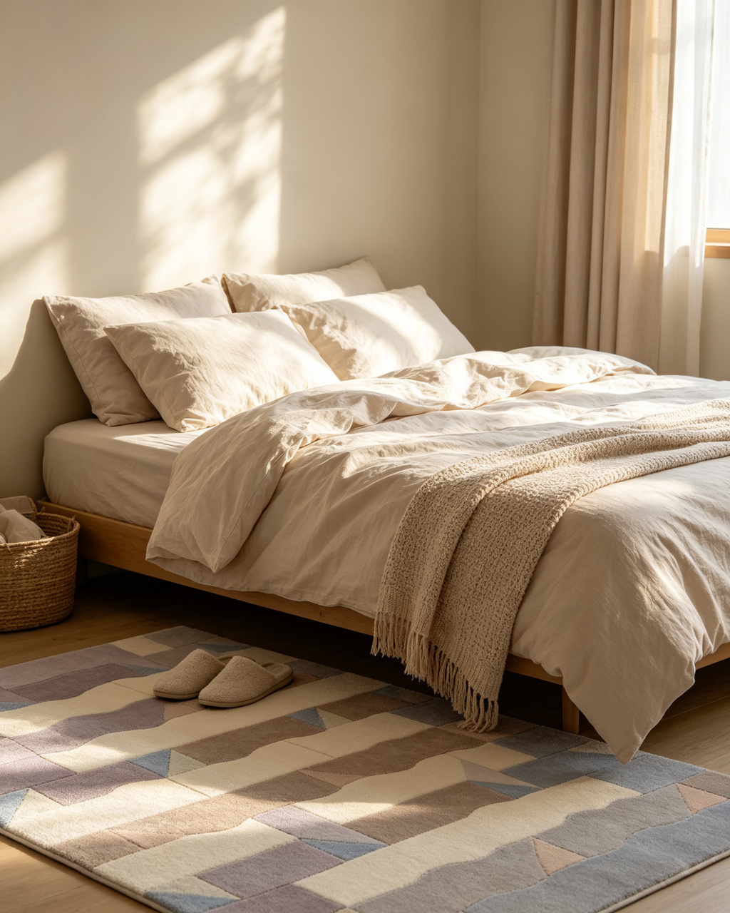 Pastel Wavy Patchwork Geometric Hand Tufted Wool Rug