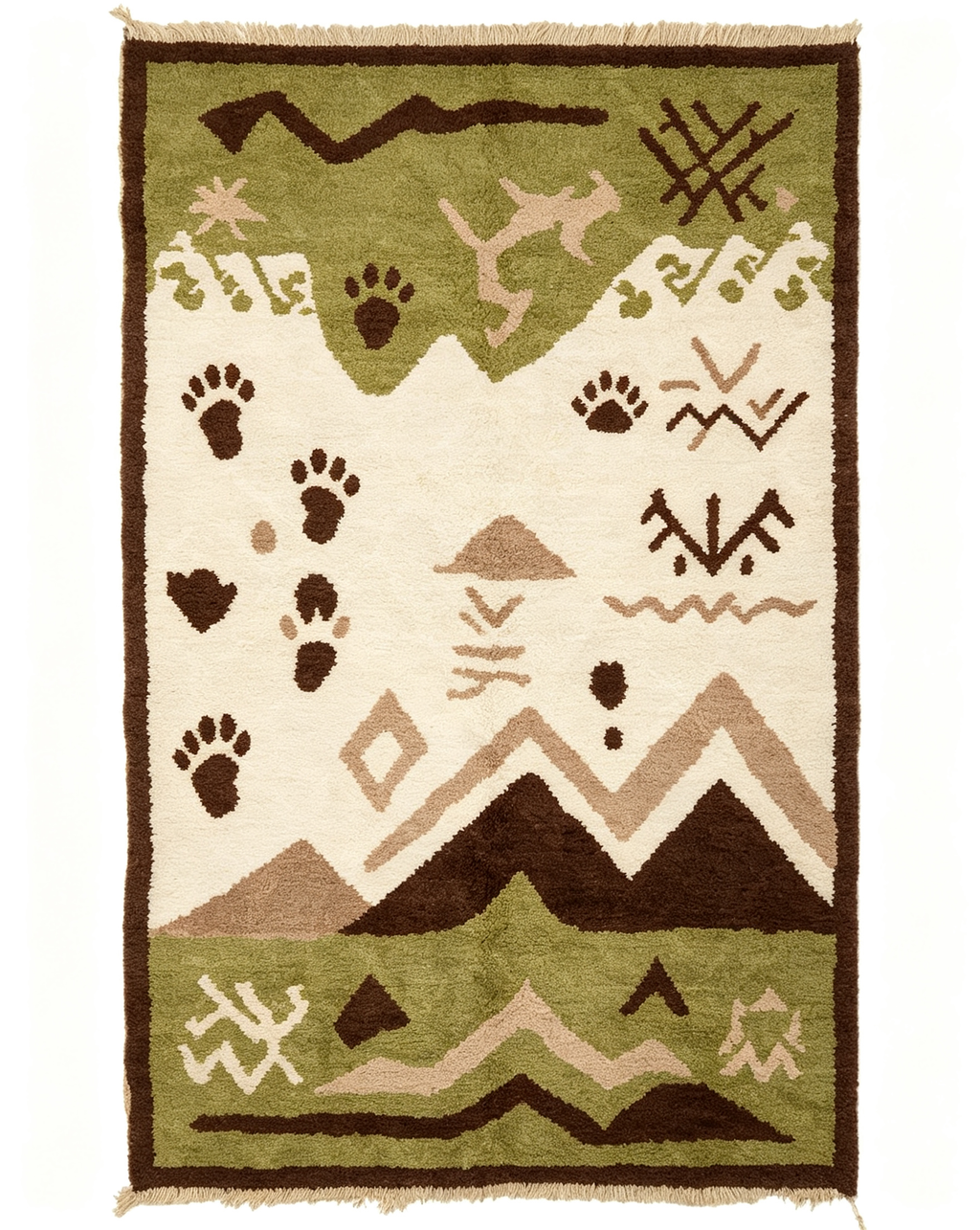 Hand-Tufted Mountain Wildlife Footprint Wool Area Rug