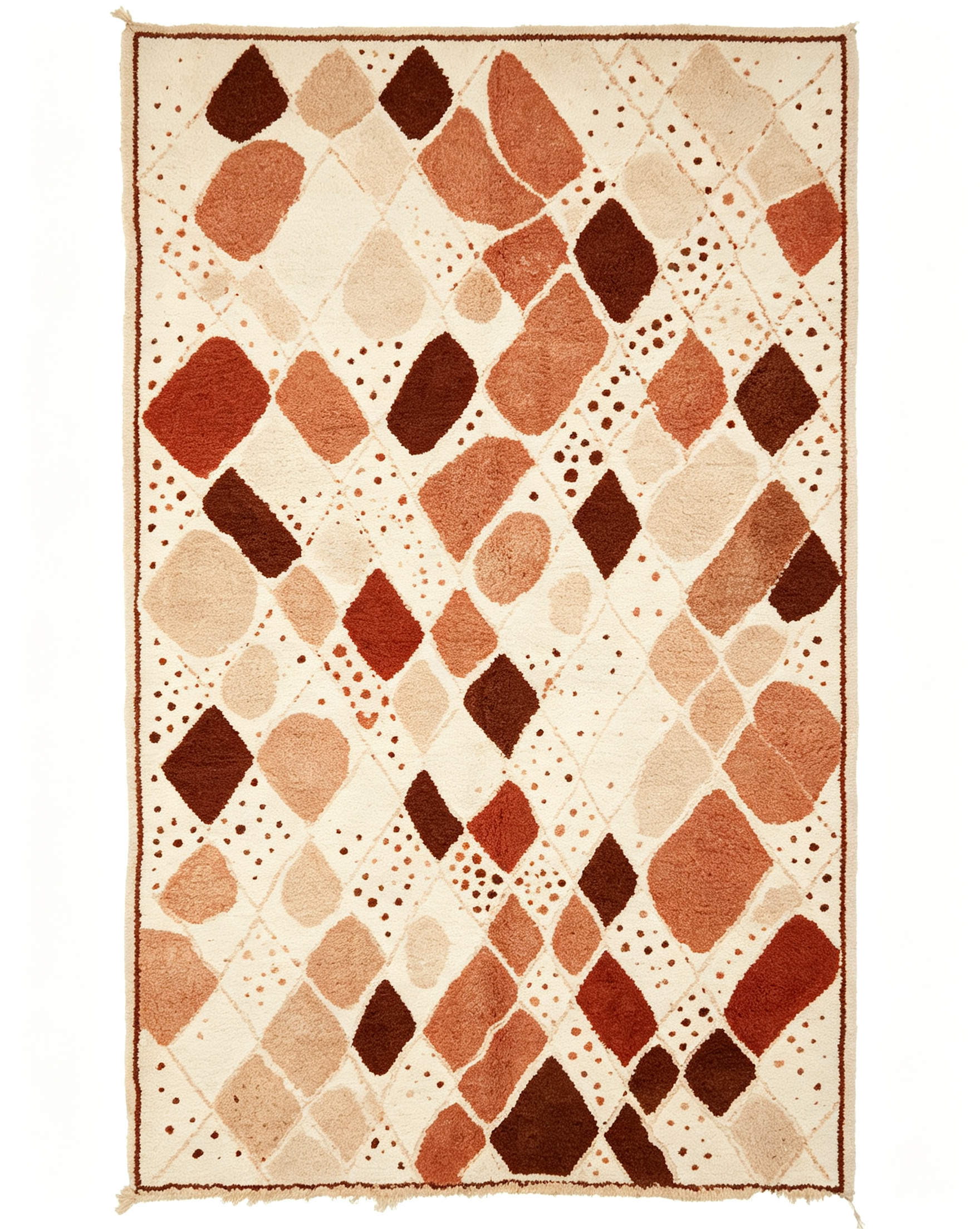 Terracotta Diamond Abstract Spot Wool Area Rug