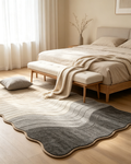 Scalloped Gradient Grey Wave Hand-Tufted Wool Area Rug