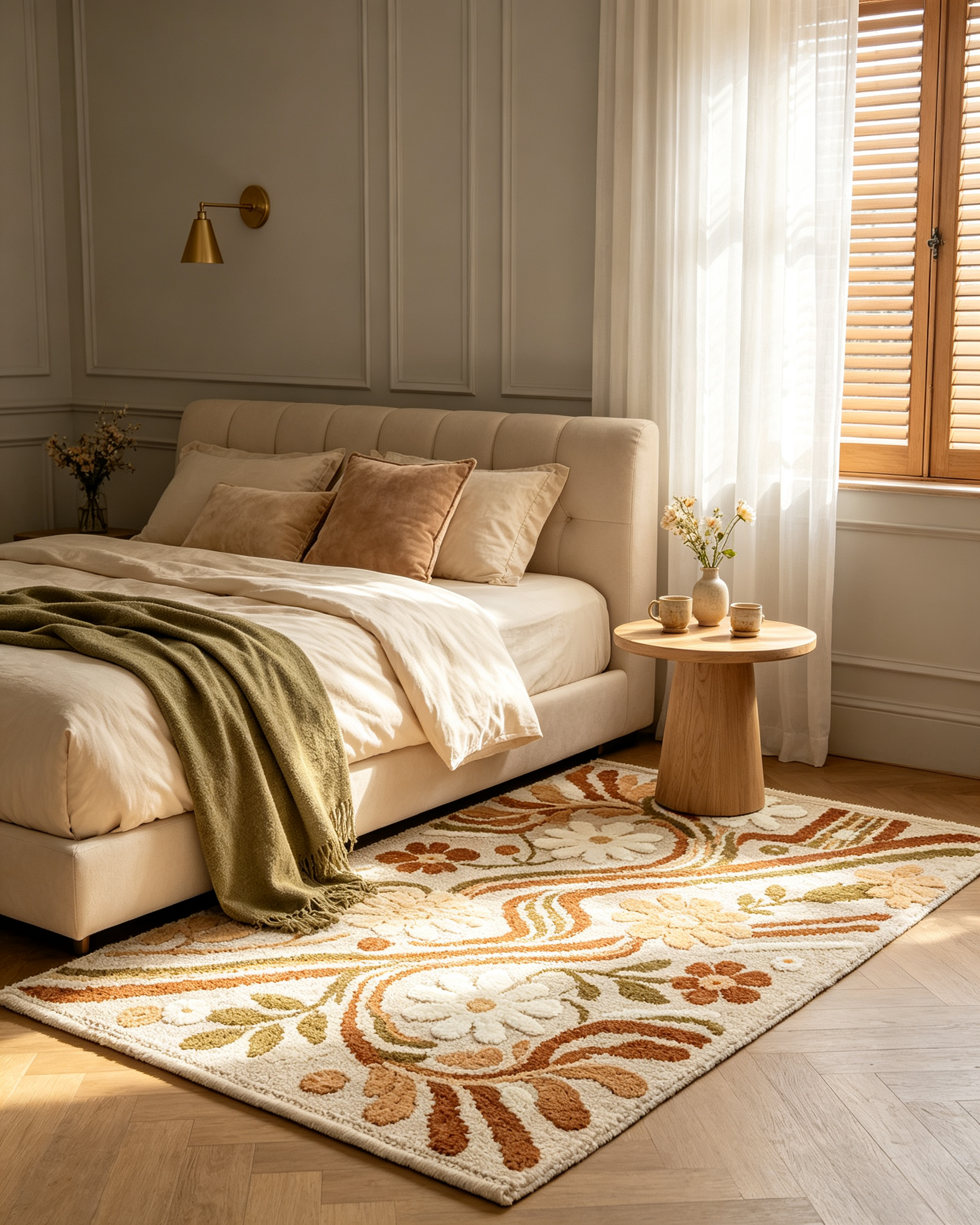 Hand-Tufted Vintage Floral Earth Tone Wool Area Rug