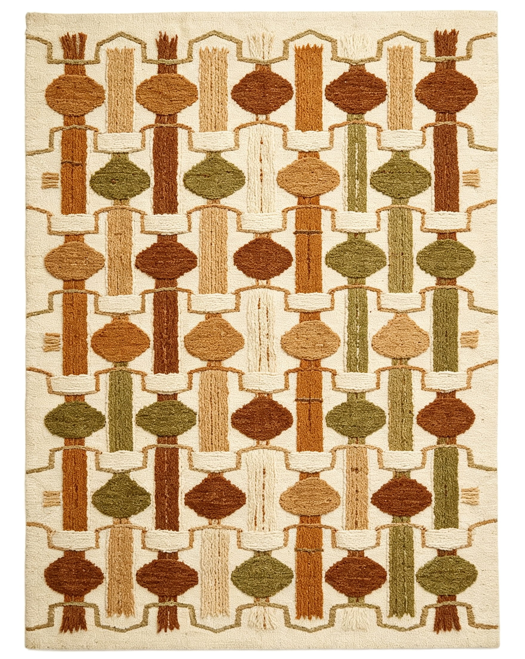 Vertical Geometric Lantern Fringe Wool Area Rug