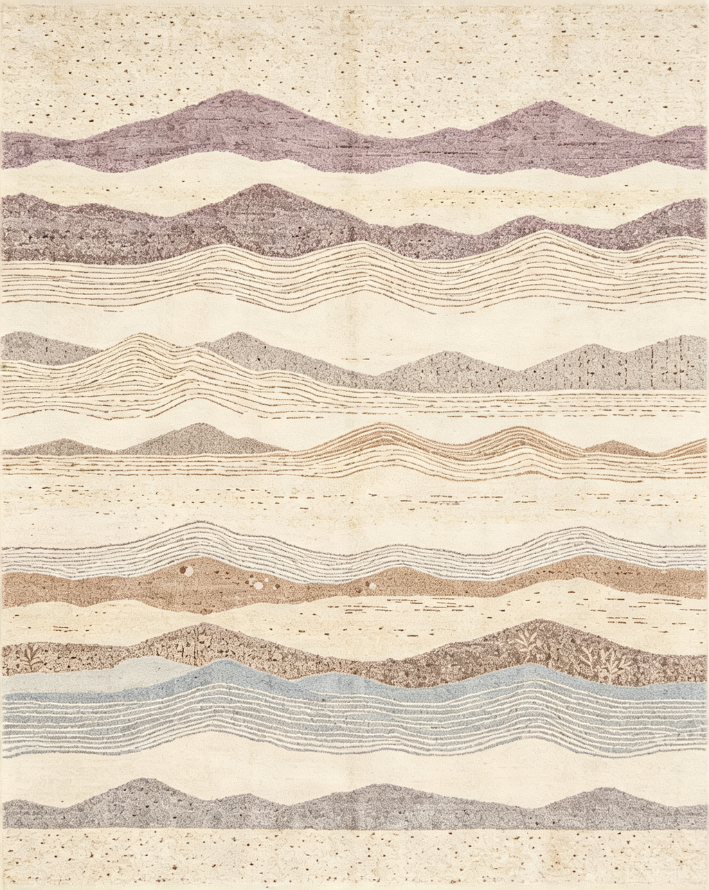 Layered Abstract Mountain Watercolor Wool Area Rug