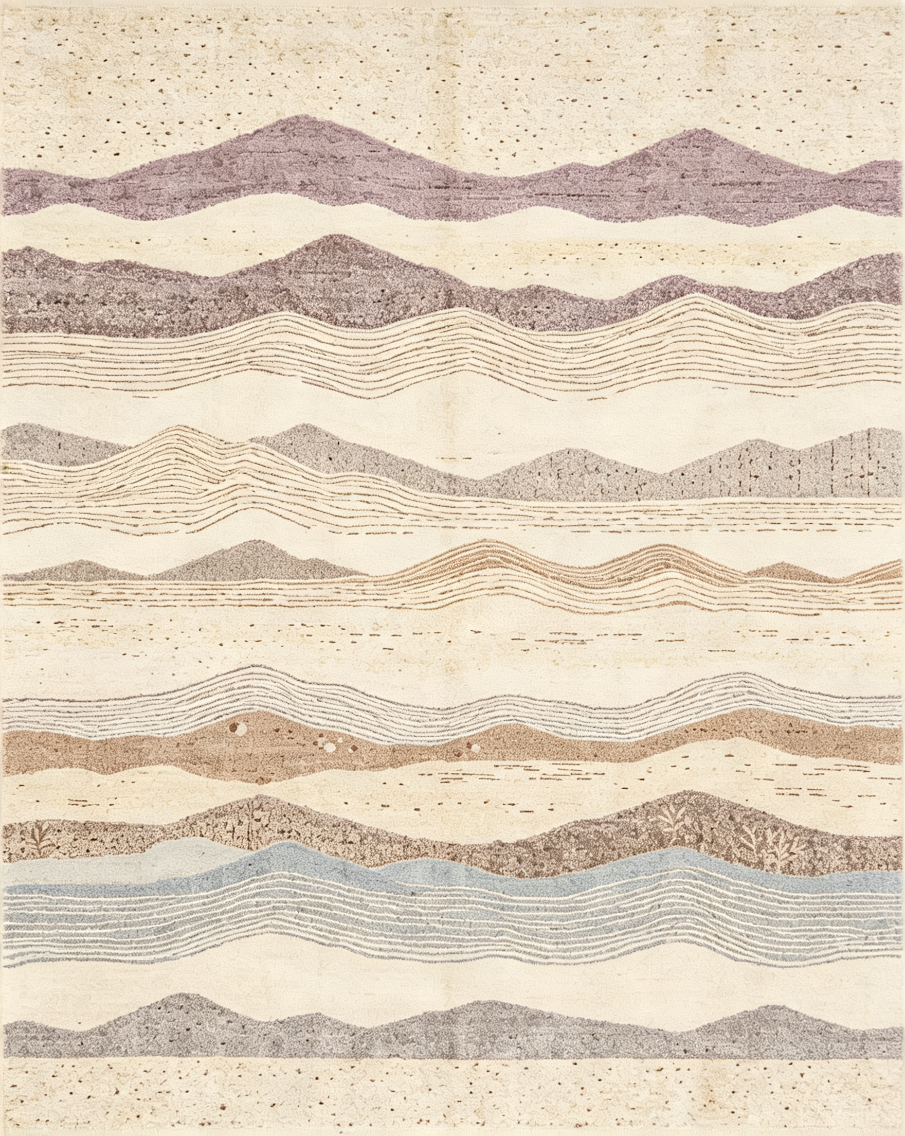 Layered Abstract Mountain Watercolor Wool Area Rug