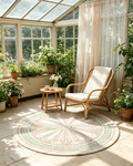 Round Pastel Floral Radial Medallion Wool Rug