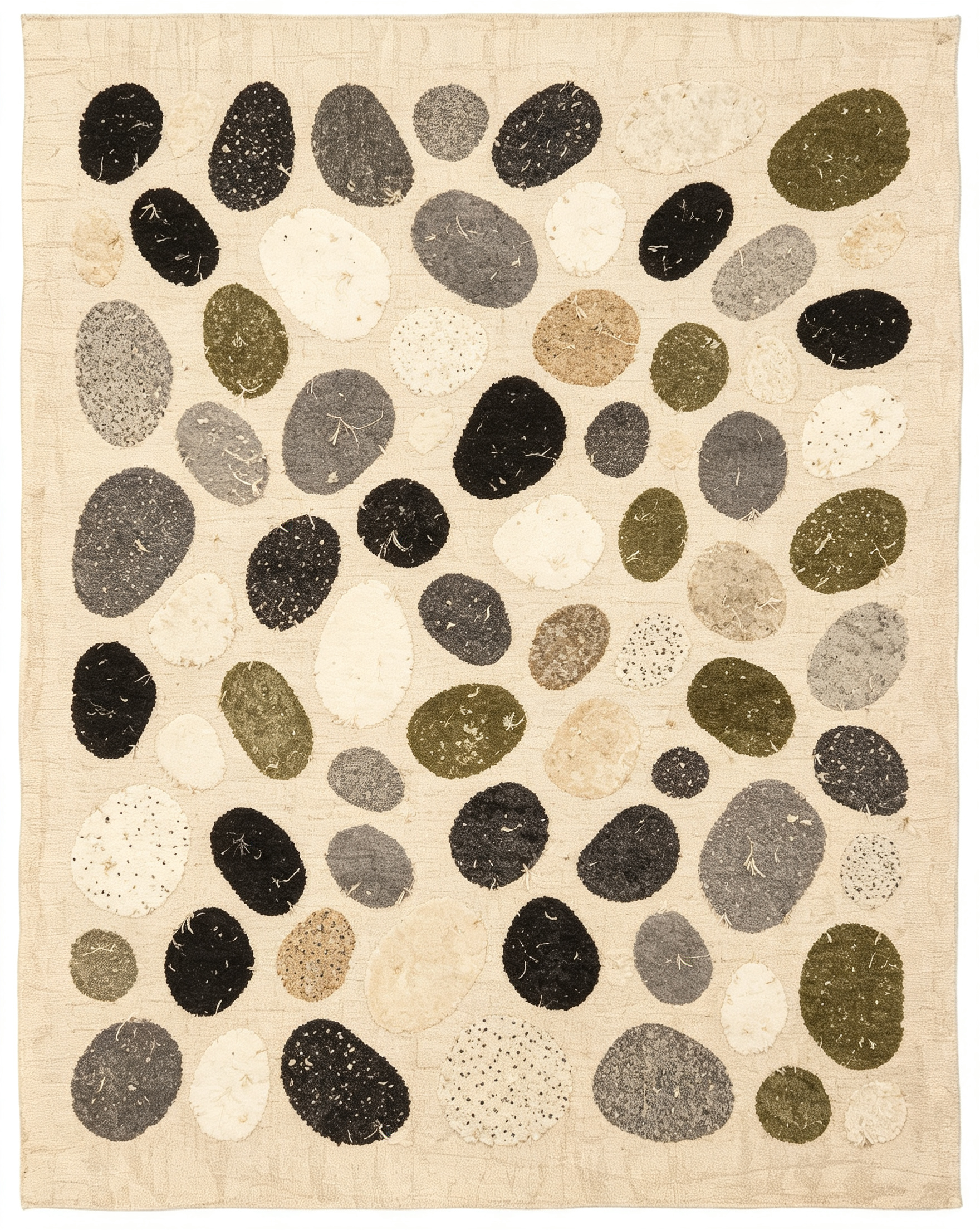 Neutral Pebble Abstract Patchwork Wool Area Rug
